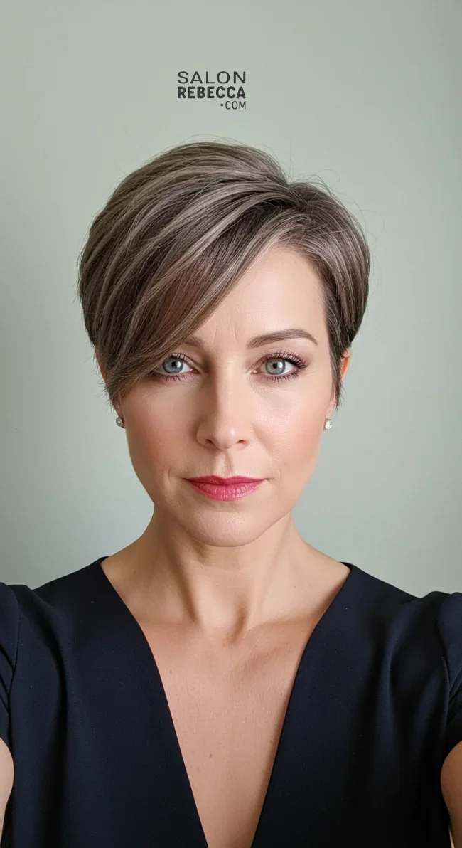 11. Sleek Side-Parted Pixie | Pixie Hairstyles For Women Over 50: Timeless And Trendy Styles