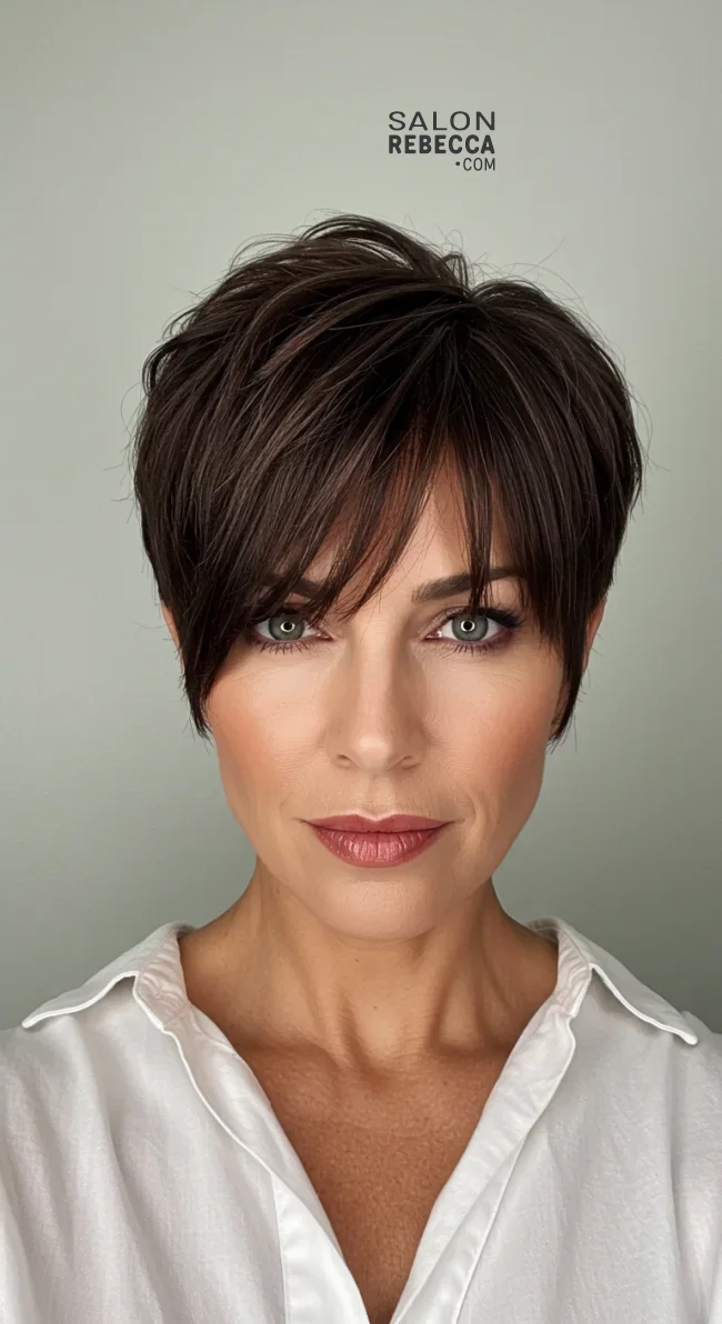 14. Long Bangs Pixie | Pixie Hairstyles For Women Over 50: Timeless And Trendy Styles