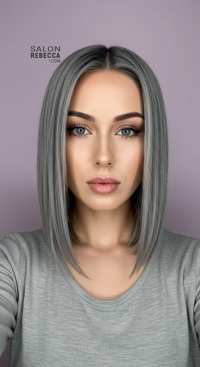 9. Steel Gray Highlights | Reverse Balayage For Grey Hair: Embracing Natural Beauty