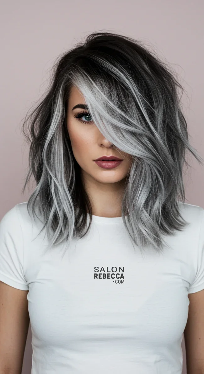 15. Classic Silver Streaks | Reverse Balayage For Grey Hair: Embracing Natural Beauty