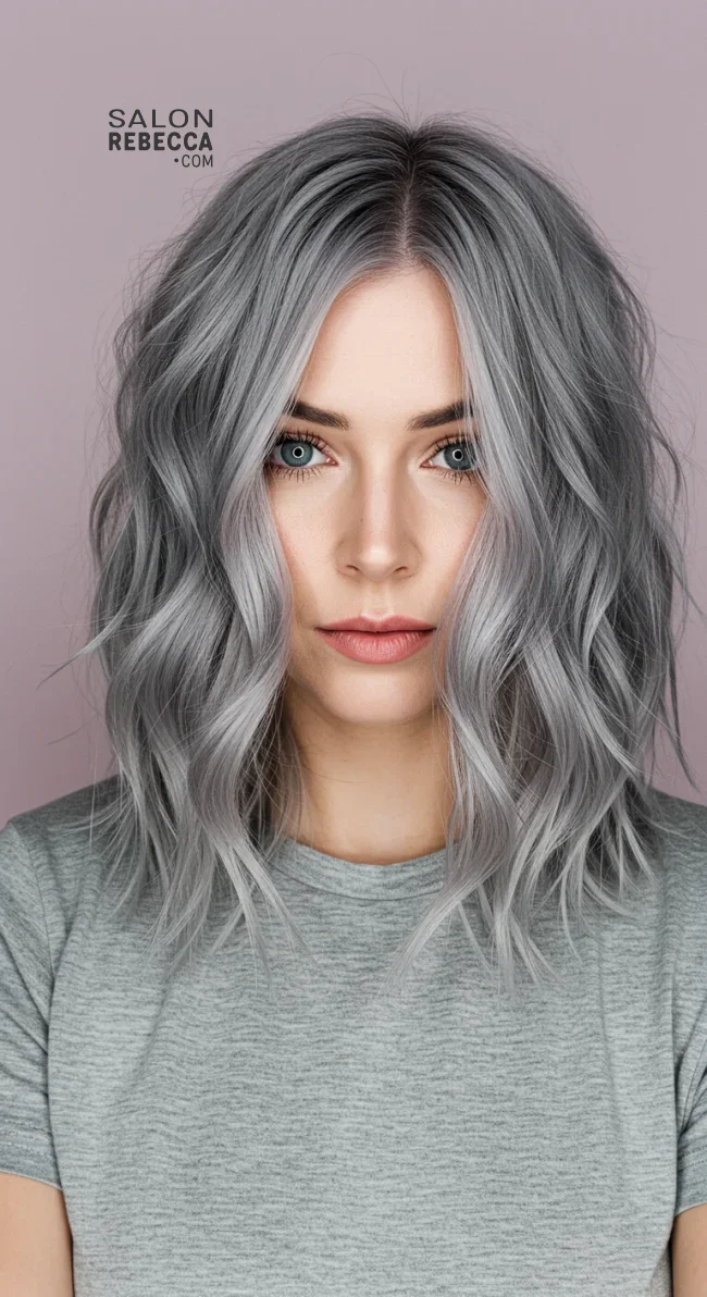 4. Dimensional Silver Waves | Reverse Balayage For Grey Hair: Embracing Natural Beauty