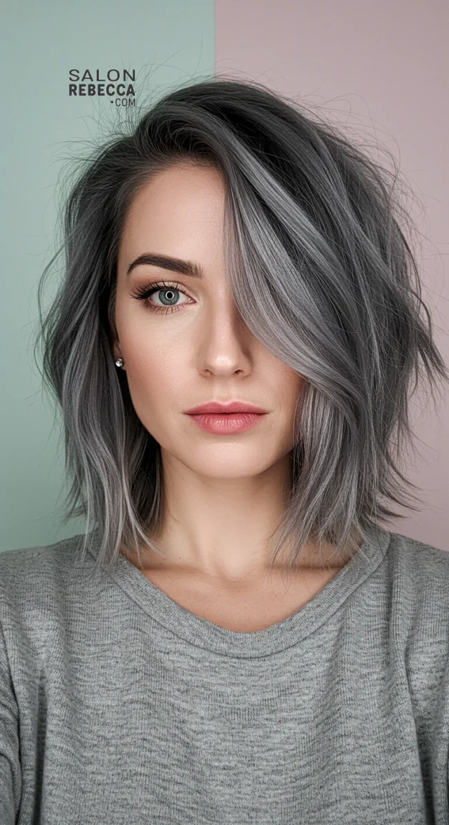 6. Charcoal Gray Balayage | Reverse Balayage For Grey Hair: Embracing Natural Beauty