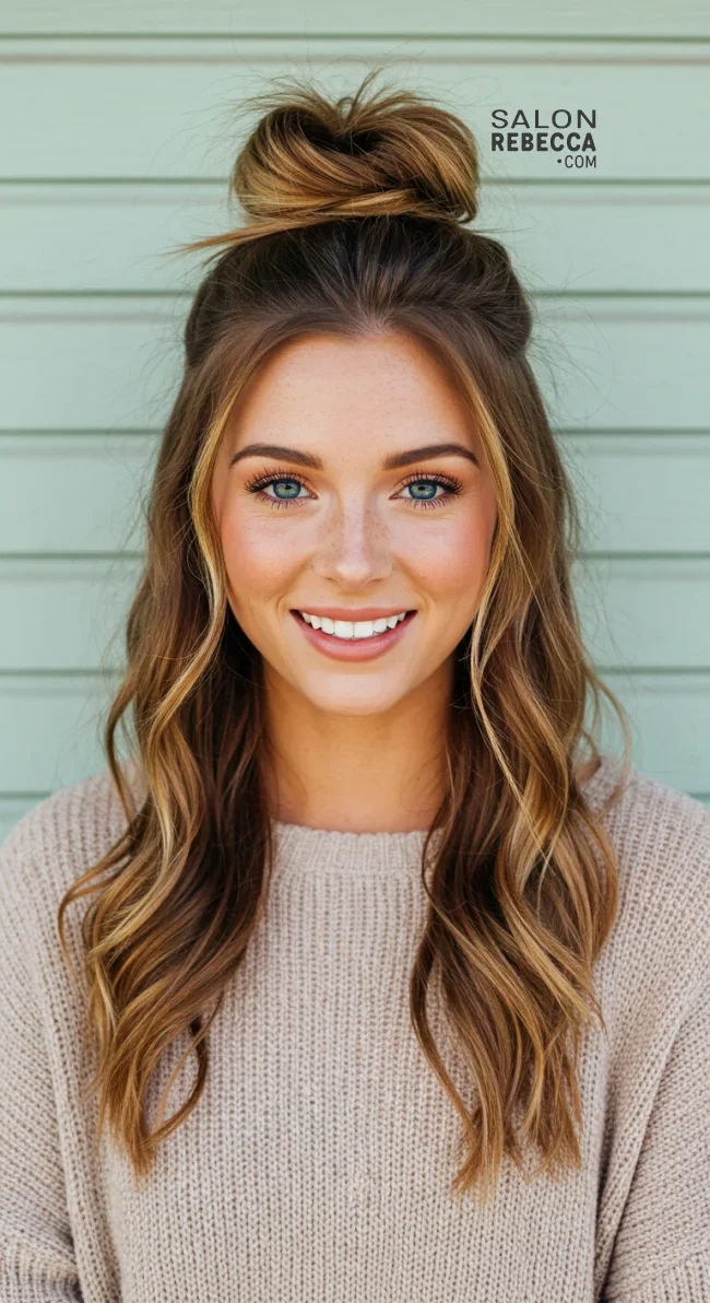 12. Half-Up Bun | Simple Bun Hairstyles: Effortless Elegance For Every Occasion