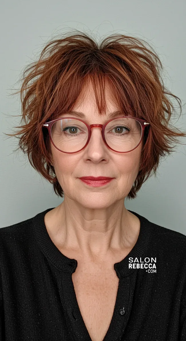 7. Short Shag Cut | Short Hairstyles For Women Over 60 With Fine Hair And Glasses