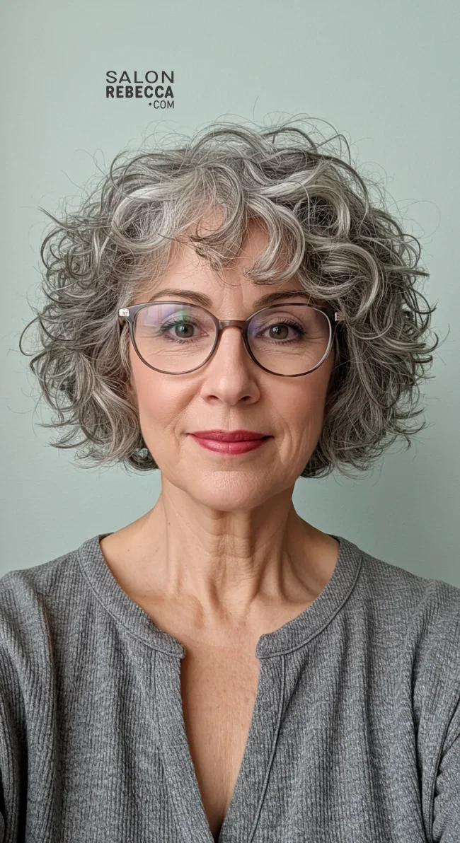 6. Voluminous Curly Bob | Short Hairstyles For Women Over 60 With Fine Hair And Glasses