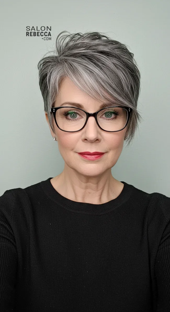 13. Asymmetrical Pixie Cut | Short Hairstyles For Women Over 60 With Fine Hair And Glasses