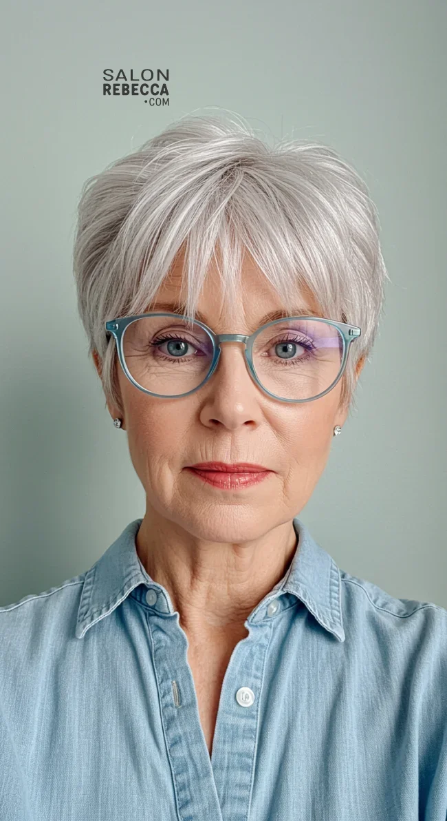 12. Wispy Bangs with Short Cut | Short Hairstyles For Women Over 60 With Fine Hair And Glasses