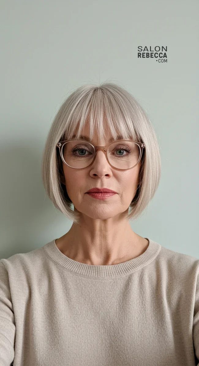 11. Short Blunt Bob | Short Hairstyles For Women Over 60 With Fine Hair And Glasses
