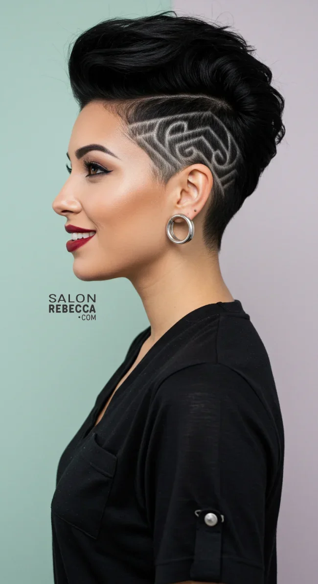 8. Mohawk with Shaved Designs | Bold And Trendy: Mohawk Hairstyles In Modern Fashion