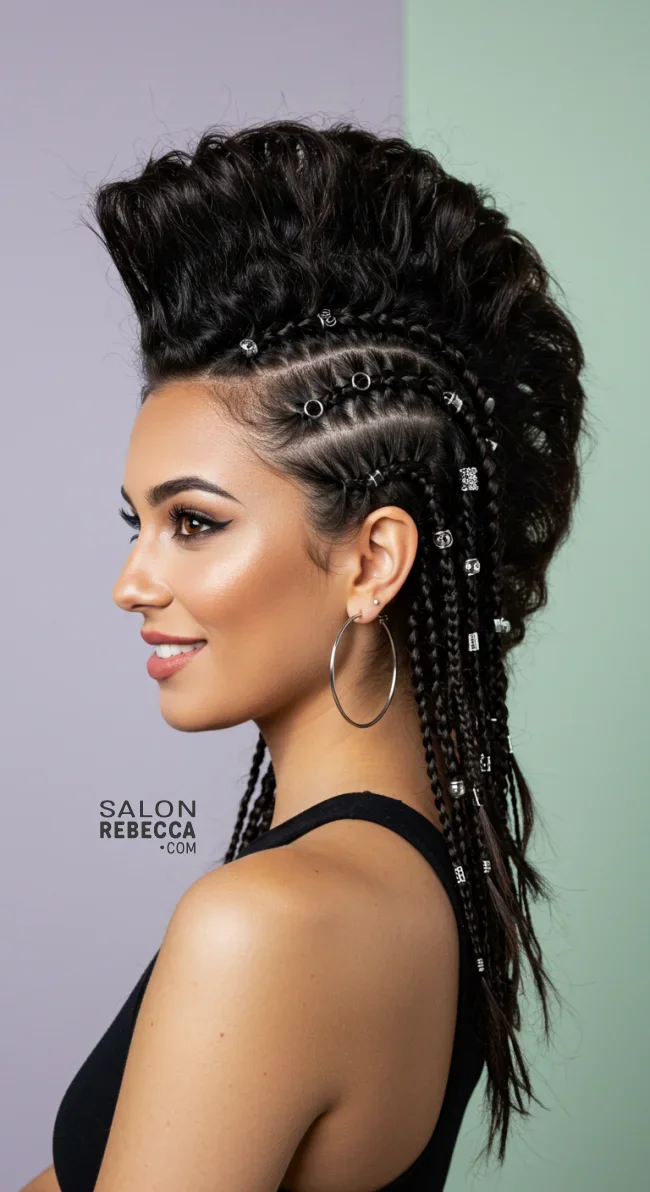 14. Mohawk with Hair Rings & Accessories | Bold And Trendy: Mohawk Hairstyles In Modern Fashion