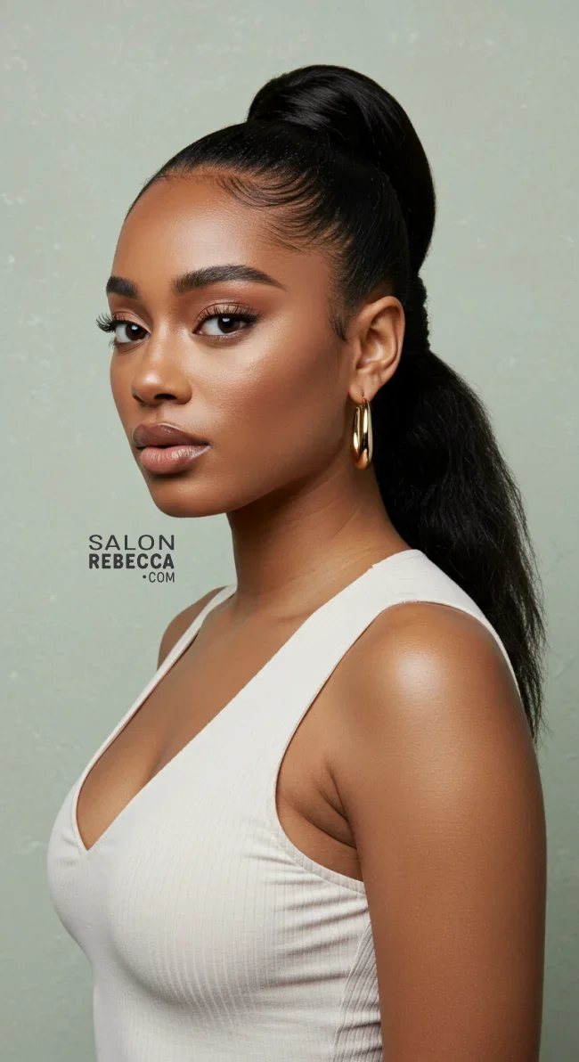 8. Wrapped High Ponytail | 15 Stunning Ponytail Hairstyles For Black Women
