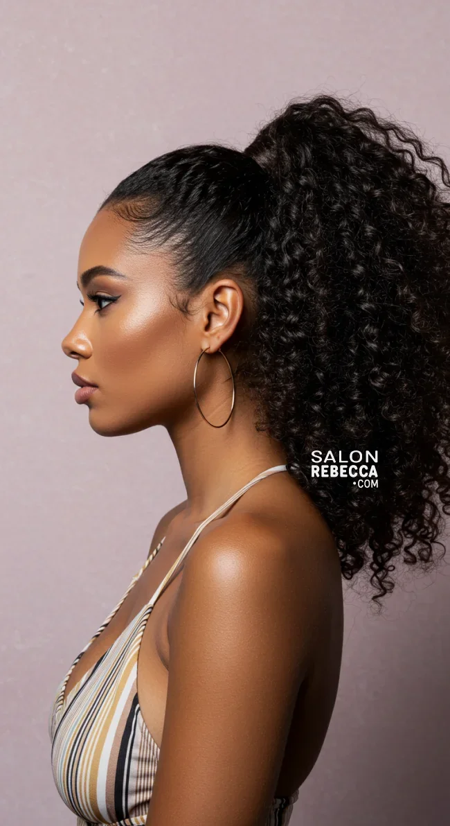 3. Curly High Ponytail | 15 Stunning Ponytail Hairstyles For Black Women