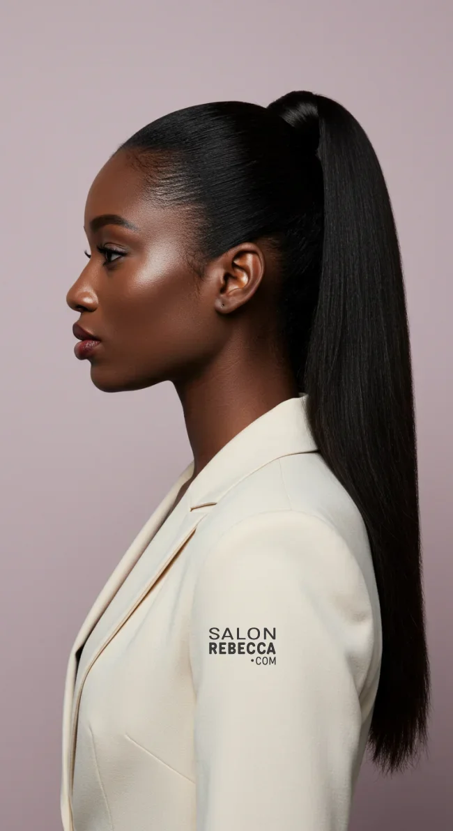1. High Sleek Ponytail | 15 Stunning Ponytail Hairstyles For Black Women