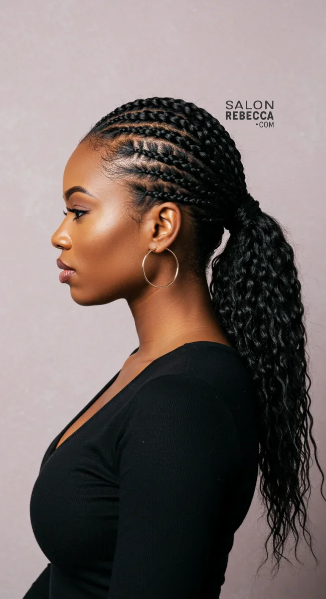 9. Feed-In Braided Ponytail | 15 Stunning Ponytail Hairstyles For Black Women