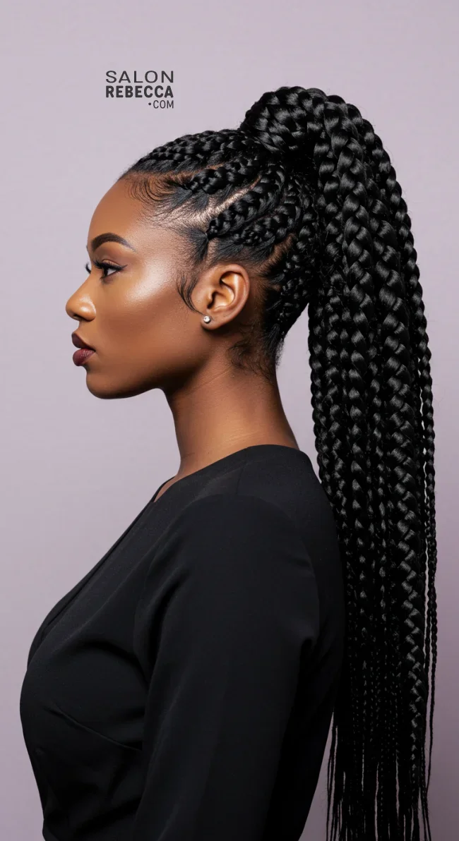 14. Jumbo Braid Ponytail | 15 Stunning Ponytail Hairstyles For Black Women