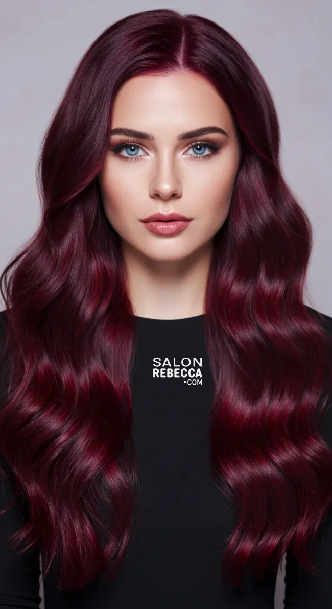 10. Burgundy Waves with Side Part | Perfect Hair Colors For Blue Or Green Eyes