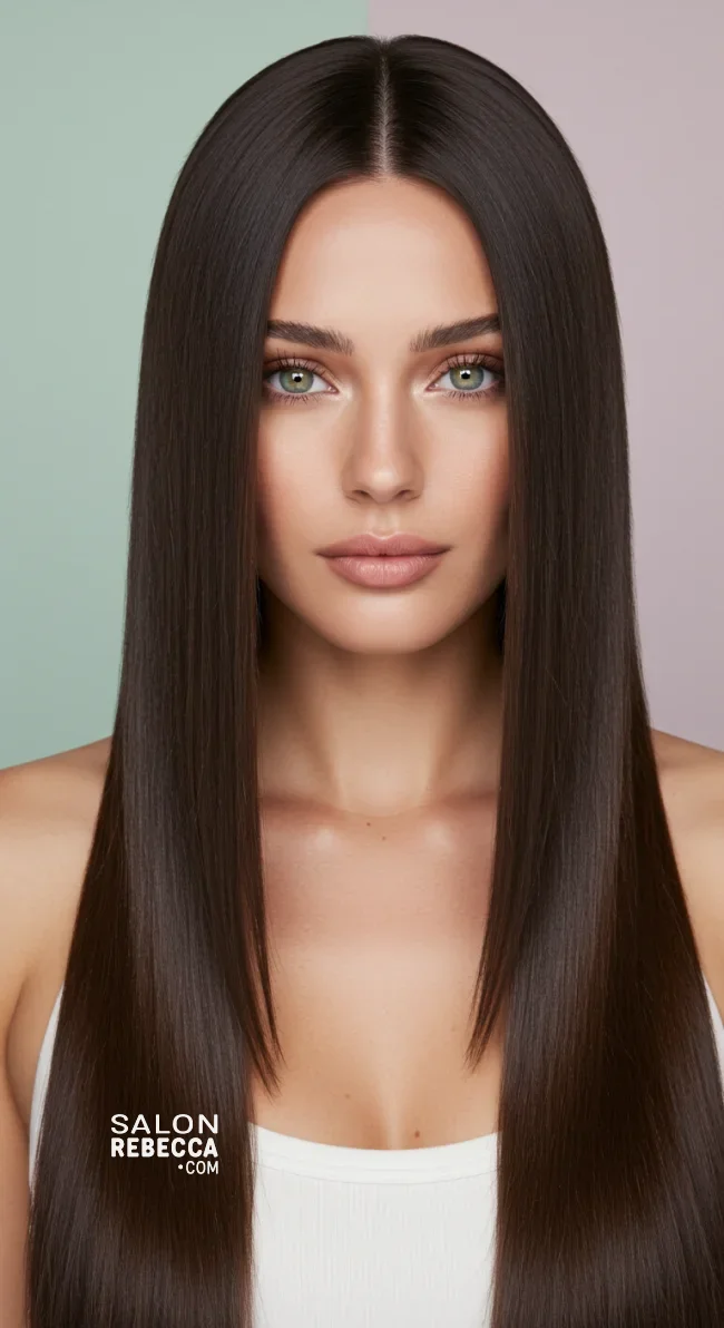 7. Dark Espresso Brown with Sleek Straight Hair | Perfect Hair Colors For Blue Or Green Eyes