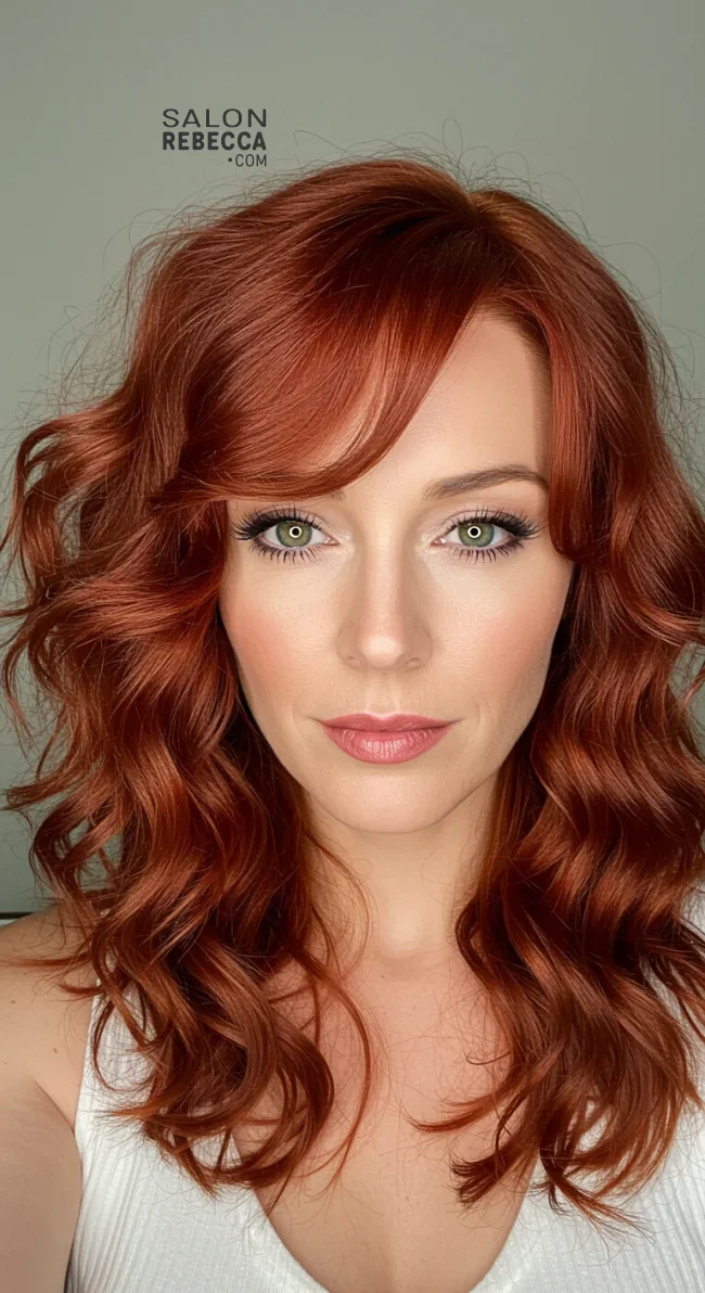 9. Side-Swept Bangs with Voluminous Curls | Hairstyles That Make You Look Younger Without Botox