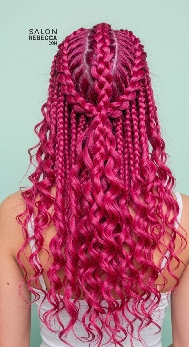 14. Intricate Curly Braids | Pretty In Pink: Curly Hairstyles To Rock Your Pink Hair!