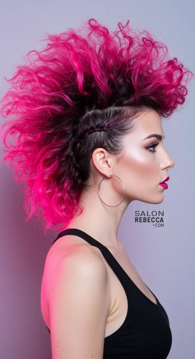 11. Edgy Curly Mohawk | Pretty In Pink: Curly Hairstyles To Rock Your Pink Hair!