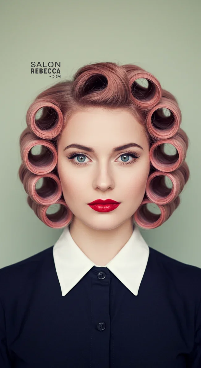 12. Retro Victory Rolls | Pretty In Pink: Curly Hairstyles To Rock Your Pink Hair!