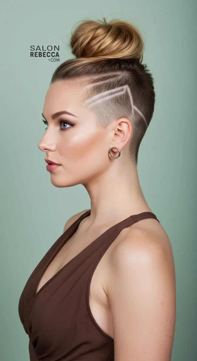 7. Top Knot with Shaved Sides | Explore Long Hair With Shaved Sides Hairstyles