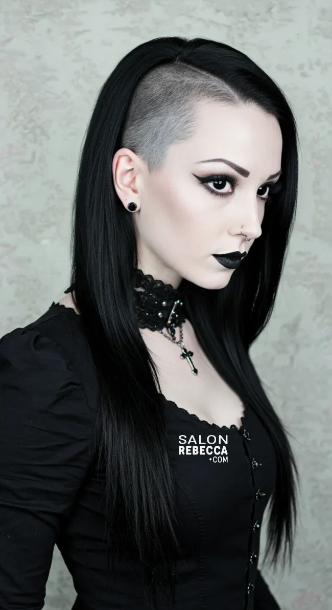 13. Gothic Long Hair with Shaved Sides | Explore Long Hair With Shaved Sides Hairstyles