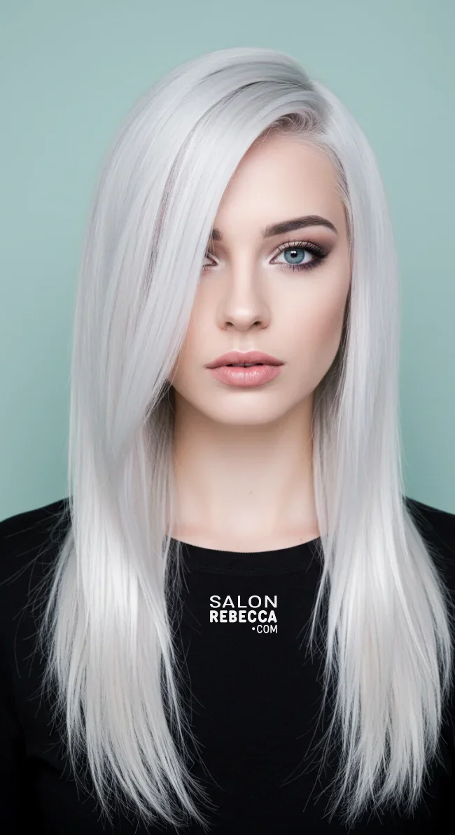 4. Icy White | 15 Hair Colors For Gray Eyes To Bring Out Your Rare Charm