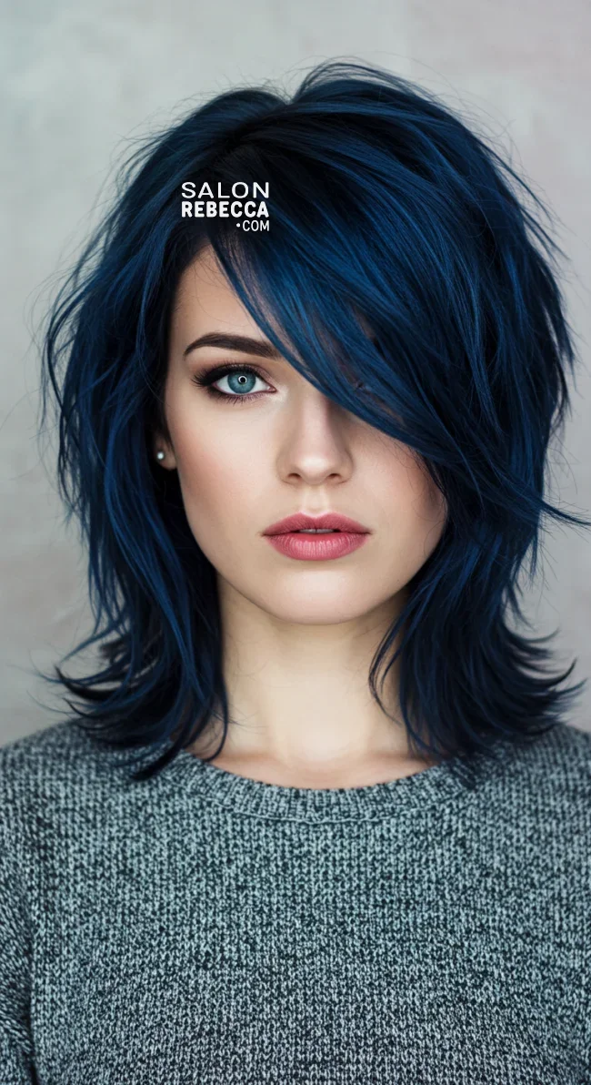 10. Blue-Black | 15 Hair Colors For Gray Eyes To Bring Out Your Rare Charm