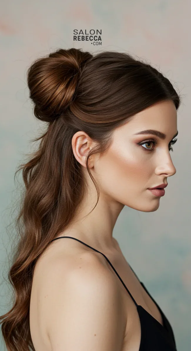 13. Half-Up Twisted Bun | 15 Trendy Hairstyles To Try In 2025