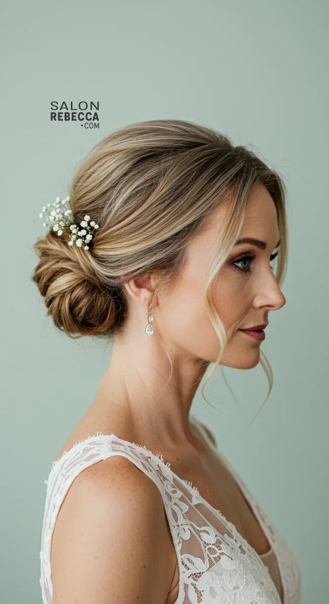 6. Low Bun With Face-Framing Strands | 15 Gorgeous Mother Of The Bride Hairstyles For A Special Day