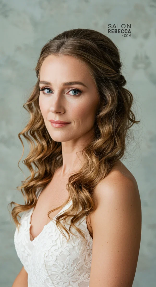 7. Half-Up, Half-Down With Loose Curls | 15 Gorgeous Mother Of The Bride Hairstyles For A Special Day