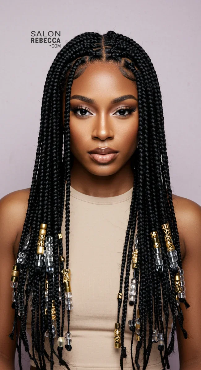 2. Box Braids with Beads | 7 Enchanting Braids With Beads Hairstyles