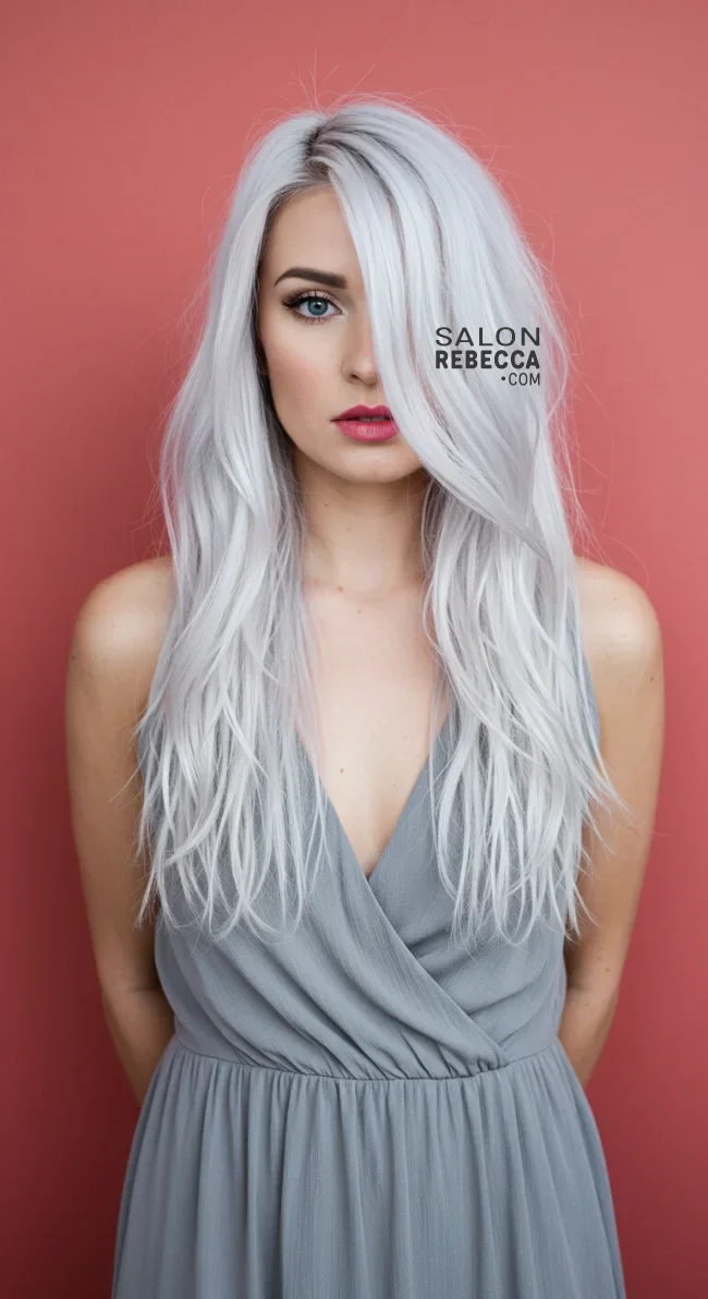 12. Snowy White Balayage | Balayage Transition To Grey Hair - Gray Hair Balayage
