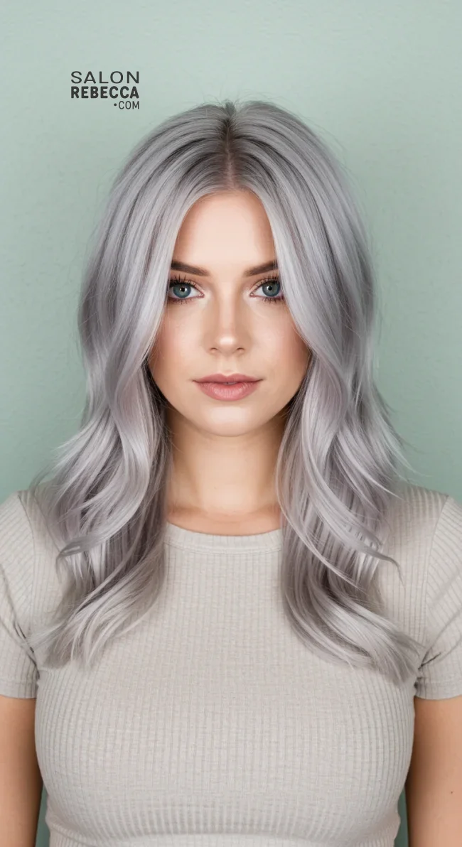 5. Soft Pearl Gray Balayage | Balayage Transition To Grey Hair - Gray Hair Balayage