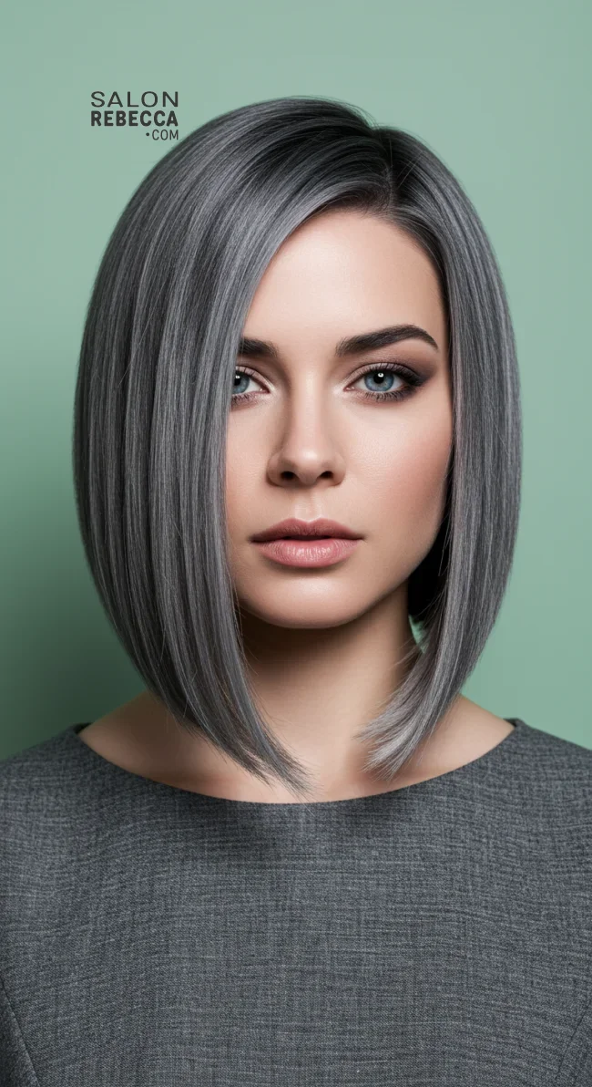 13. Cool Graphite Balayage | Balayage Transition To Grey Hair - Gray Hair Balayage