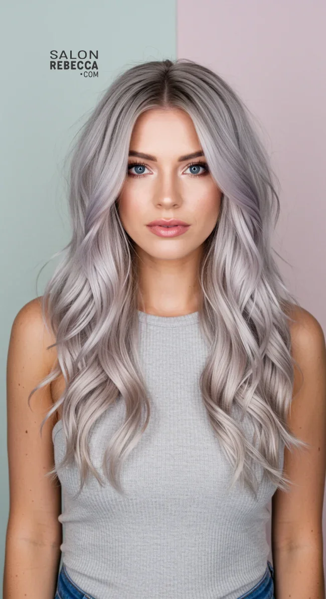 8. Champagne Silver Balayage | Balayage Transition To Grey Hair - Gray Hair Balayage