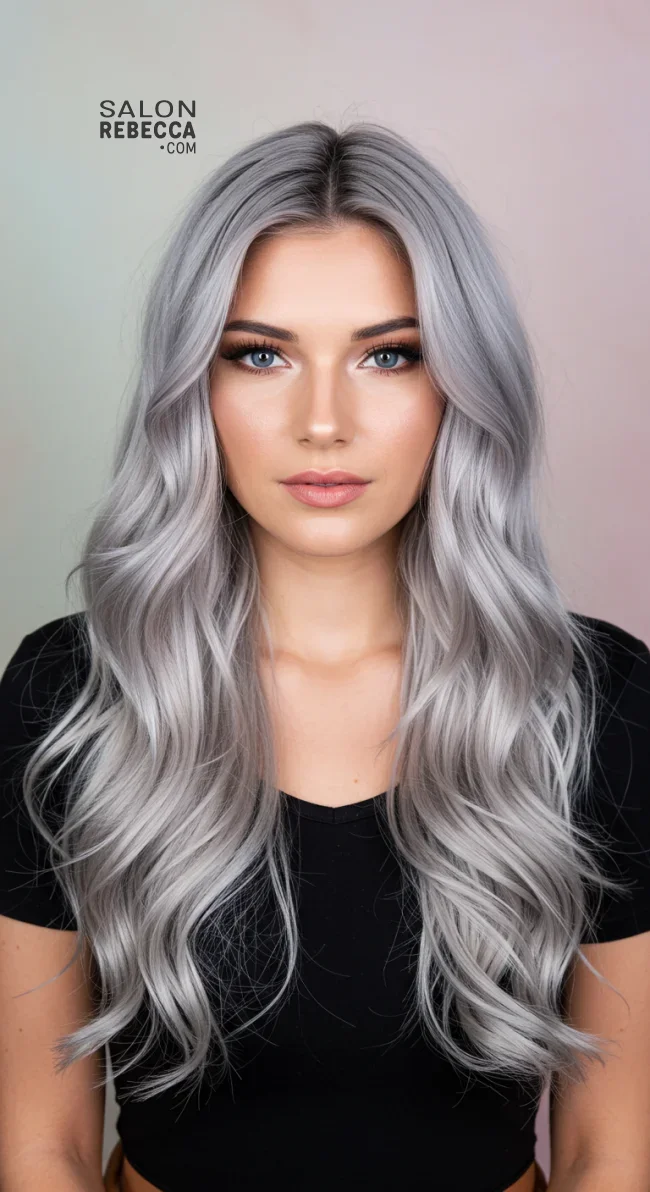 1. Silver Ash Balayage | Balayage Transition To Grey Hair - Gray Hair Balayage