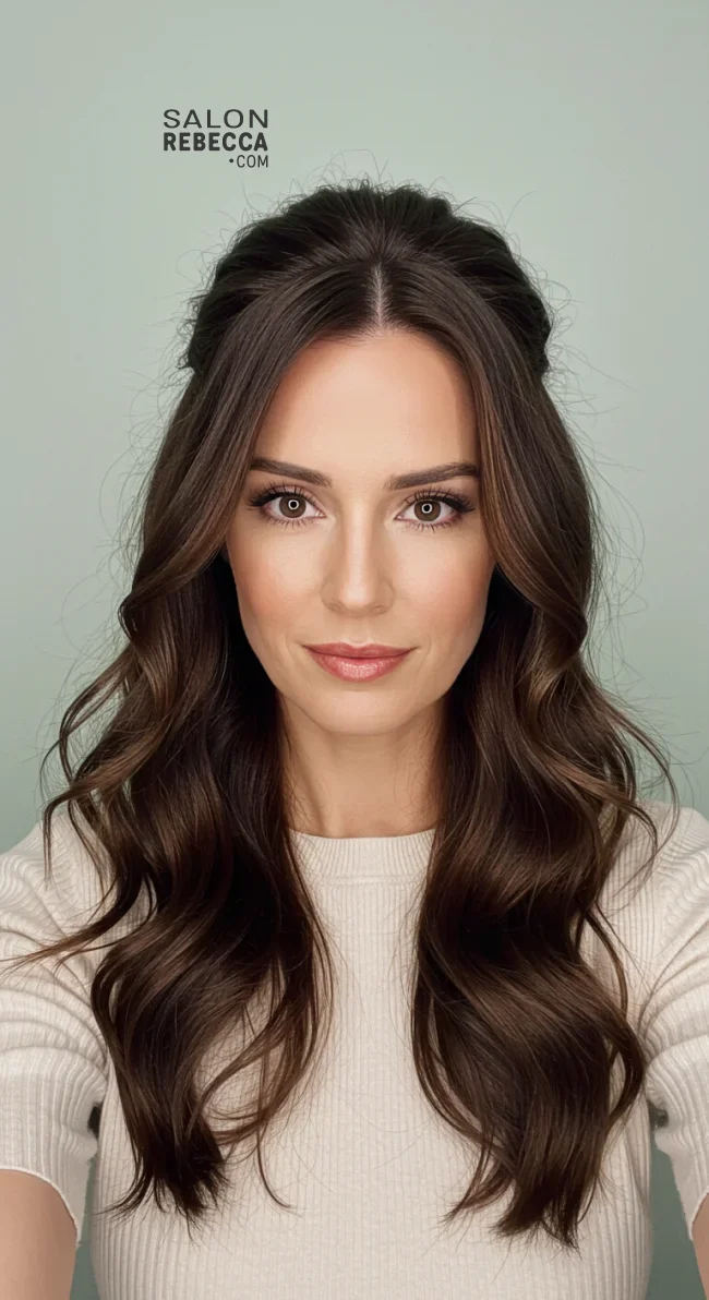 12. Half-Up, Half-Down Hairstyle | Chic Long Hairstyles For Women Over 40