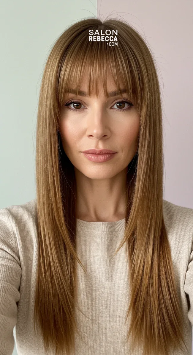 13. Straight Hair with Blunt Ends | Chic Long Hairstyles For Women Over 40