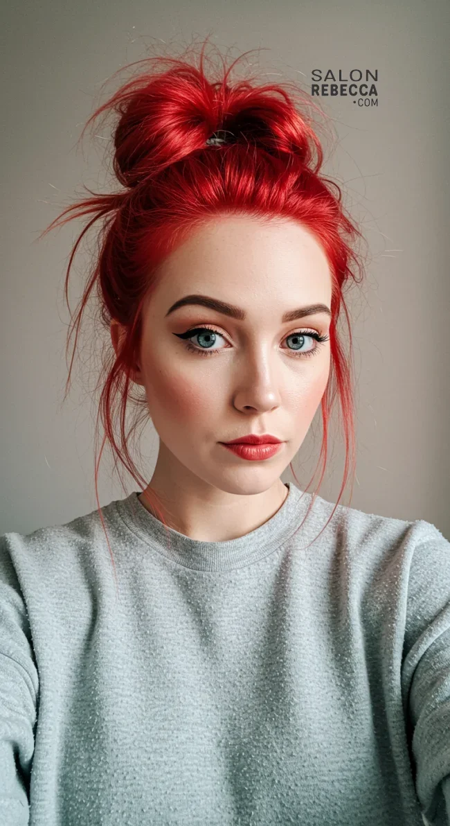 10. Messy Red Bun | Radiant Red Locks: Embracing The Beauty Of Natural