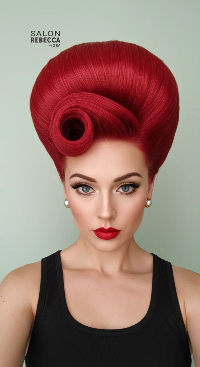 11. Retro Red Beehive | Radiant Red Locks: Embracing The Beauty Of Natural