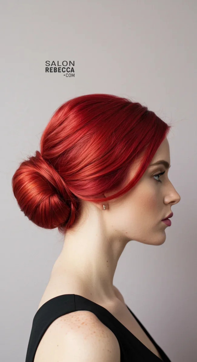 8. Elegant Red Chignon | Radiant Red Locks: Embracing The Beauty Of Natural