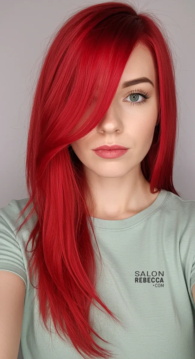 13. Side-Swept Red Bangs | Radiant Red Locks: Embracing The Beauty Of Natural