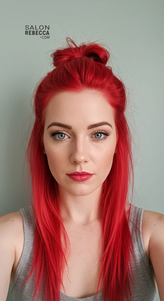 12. Romantic Red Half-Updo | Radiant Red Locks: Embracing The Beauty Of Natural