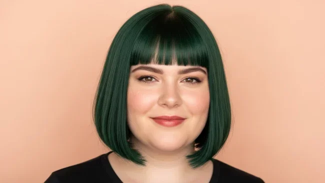 9. Blunt Cut with Internal Thinning | Flattering Haircuts For Chubby Faces And Thick Hair