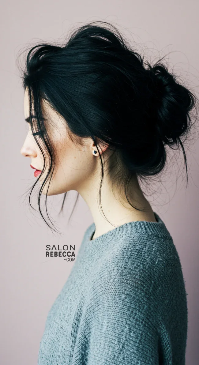3. Messy Chignon with Loose Strands | Winter Hairstyles: Embrace The Season With Chic And Cozy Looks