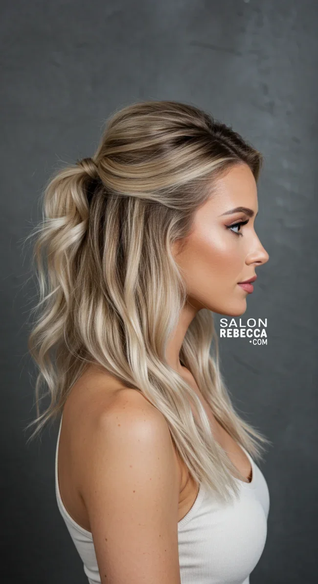 10. Milky Blonde Half-Up, Half-Down Style | Milky Blonde: Reviving The Trend Again