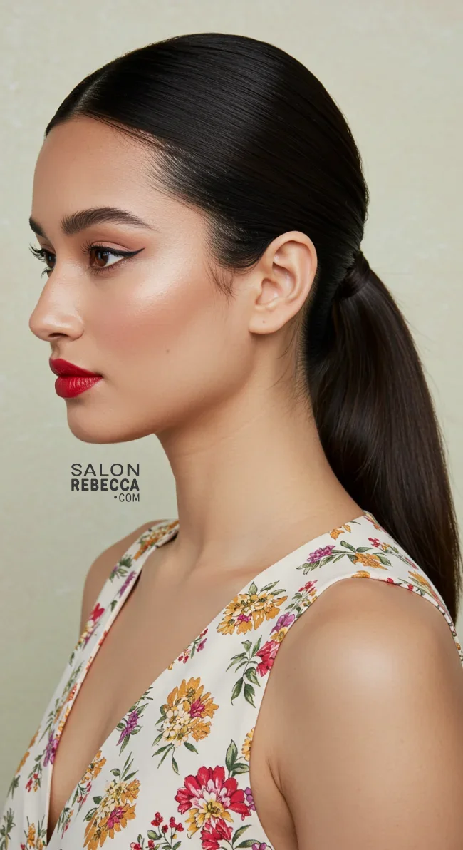 2. Sleek Low Ponytail | 7 Holiday Hairstyles That Are Easy