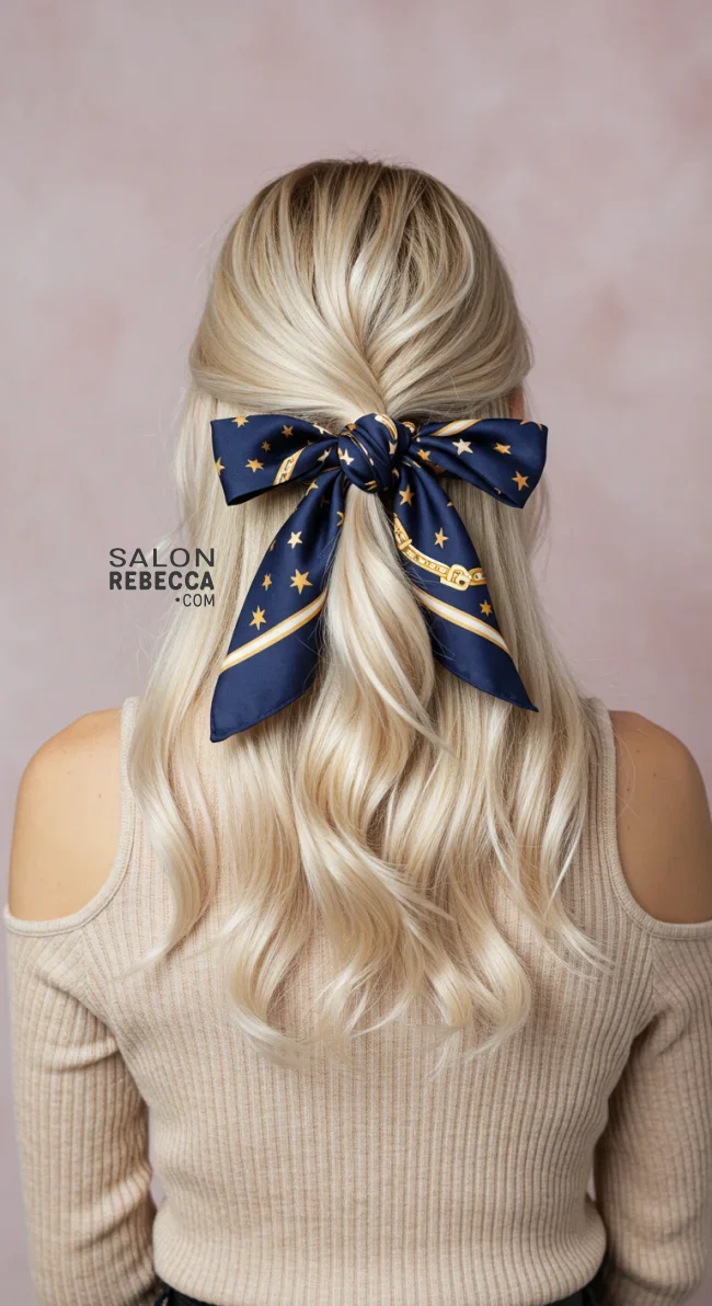7. Half-Up, Half-Down Scarf Tie | Scarf Chic: Elevate Your Style With A Scarf In Your Hair